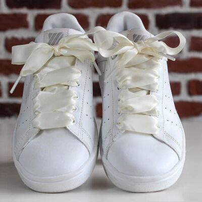 Cream satin shoelaces