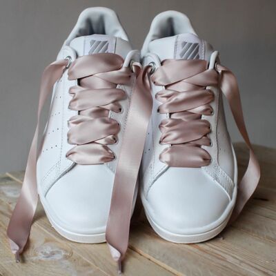 Pink satin shoelaces