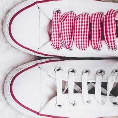 Gingham Pattern Laces - Red