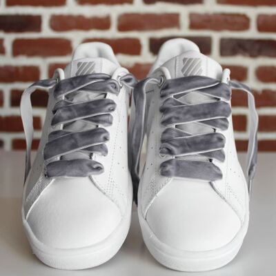 Gray Velvet Shoelaces