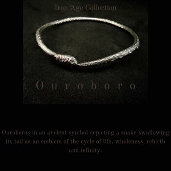 Bracelet en argent sterling Ouroboros, bracelet à texture serpent, bijoux infini pour femme 8