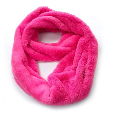 Jozini - Snood peloso con tasca con zip - Rosa