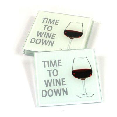 S-4 Glass Coasters â€“ Wine Down