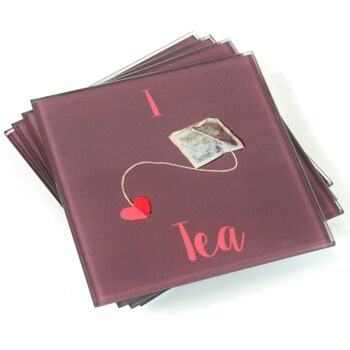 Lot de 4 dessous de verre - I love Tea