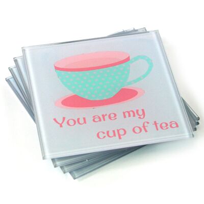 Set de 4 Posavasos - Eres mi Taza de Té