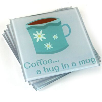 Set of 4 Coasters - Coffee - Hug in a Mug