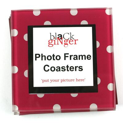 S-4 Photoframe Coasters &#8211; Fuschia Spots