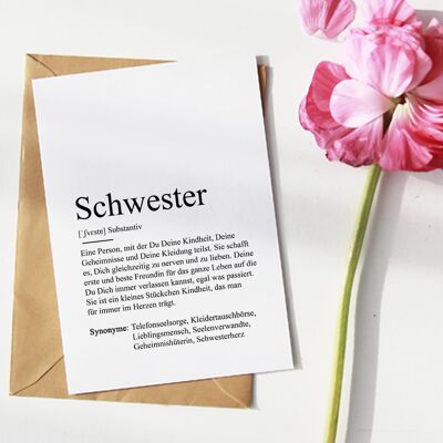 Definition "Schwester" Grußkarte