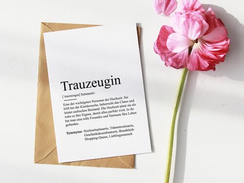 Definition "Trauzeugin" Grußkarte