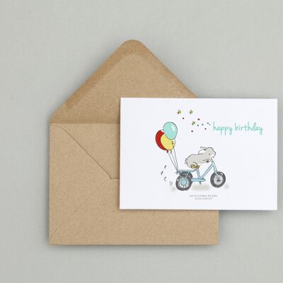 Carte happy birthday bleue