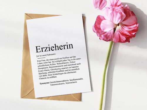 Definition "Erzieherin" Grußkarte