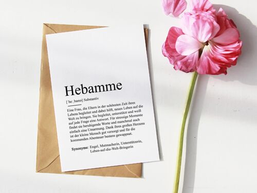 Definition "Hebamme" Grußkarte