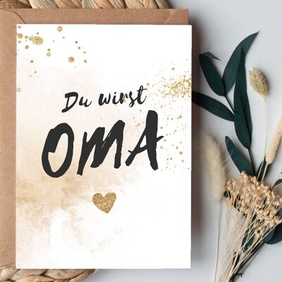 Postkarte "Du wirst Oma" Glitter