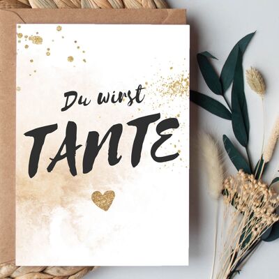 Postkarte "Du wirst Tante" Glitter