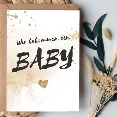Carte postale "On va avoir un bébé" Glitter