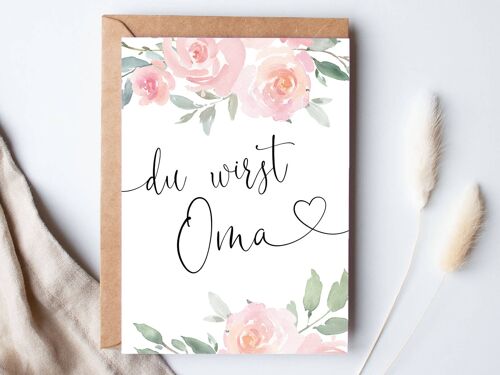 Postkarte "Du wirst Oma" Roses