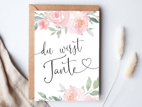 Postkarte "Du wirst Tante" Roses