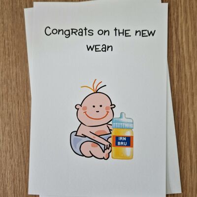 Divertida tarjeta escocesa de saludos para el nuevo bebé - Felicidades por el nuevo destete