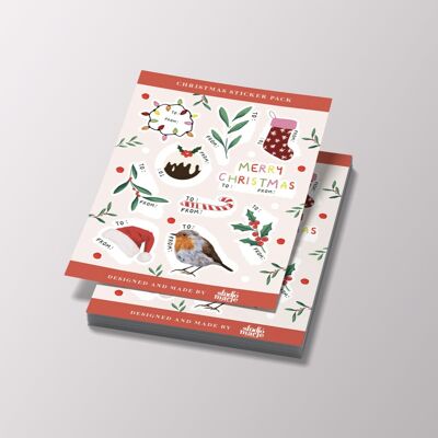Christmas Sticker Sheet Labels or Tags