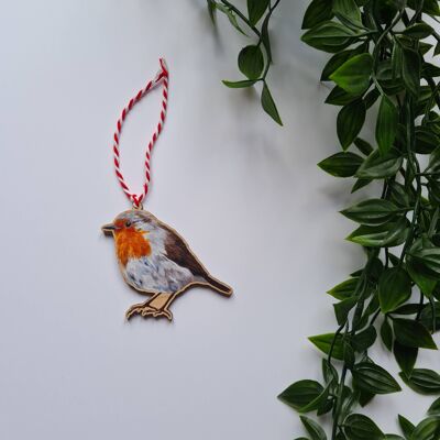 Wooden Robin Decoration A