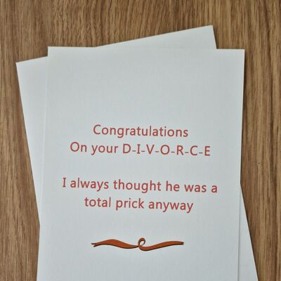 Lustige sarkastische Scheidungs-Glückwunschkarte – für sie