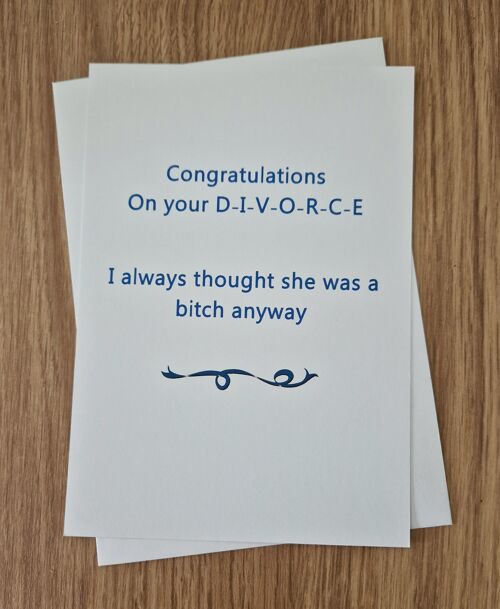 Funny Sarcastic Divorce Congratulations Card - For Him