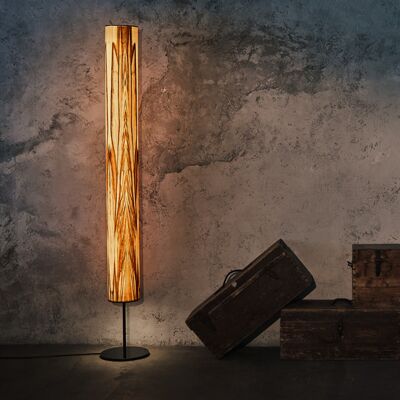 Arbor Stehlampe | Holz Furnier Lampe Nussbaum Satin - Edelstahl