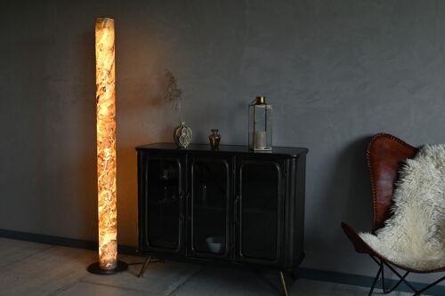 Columna Stehlampe | Stein Furnier Lampe bayerischer Herbst - Edelstahl