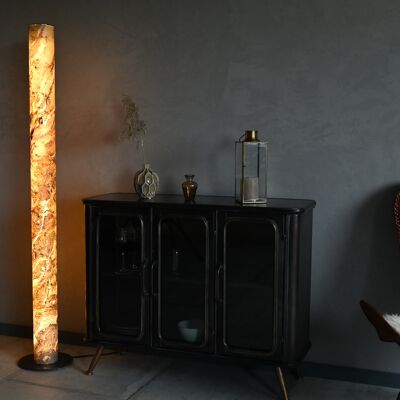 Lampadaire colonne | Lampe en placage de pierre Bavarian Autumn - acier inoxydable