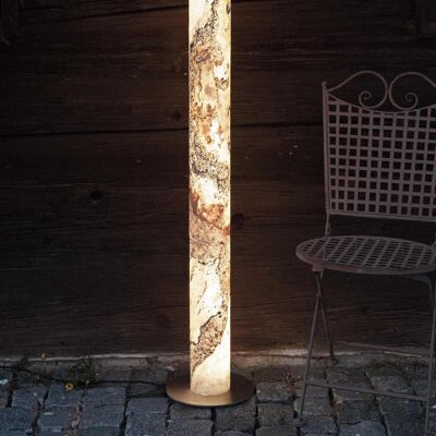 Lampada da terra a colonna | Lampada impiallacciata in pietra bianca perla - acciaio inossidabile