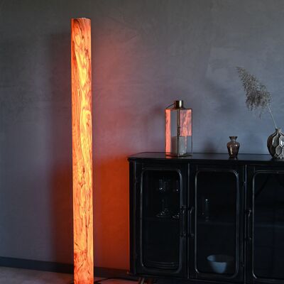 Column floor lamp | Wood veneer lamp olive ash grain - black