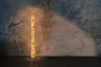 Lampadaire colonne | Lampe en placage de bois loupe de peuplier - noir 1