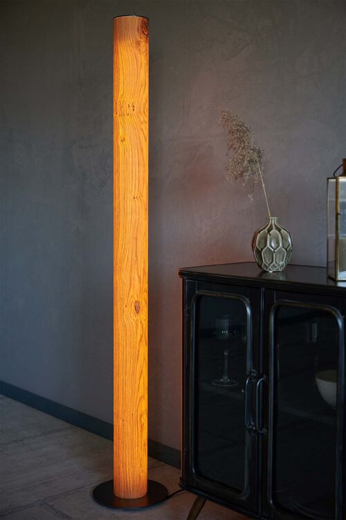 Columna Stehlampe | Holz Furnier Lampe Eiche - schwarz