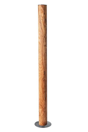 Lampadaire colonne | Lampe en placage de bois grain de frêne olive - acier inoxydable 2