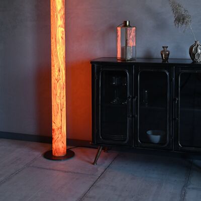 Lampada da terra a colonna | Lampada in legno impiallacciato frassino oliva venato - acciaio inossidabile