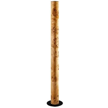 Lampadaire colonne | Lampe en placage de bois loupe de peuplier - acier inoxydable 2