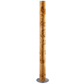 Lampadaire colonne | Lampe en placage de bois loupe de peuplier - acier inoxydable 3