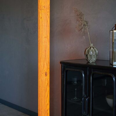 Lampadaire colonne | Placage bois chêne - acier inoxydable