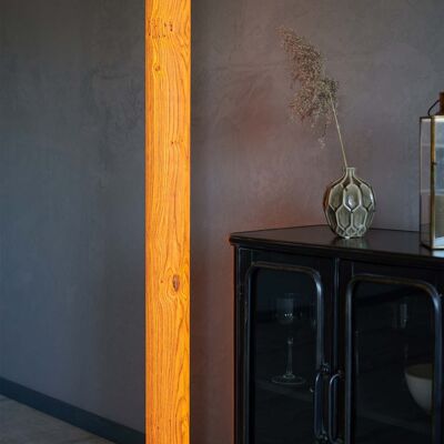 Columna Stehlampe | Holz Furnier Eiche - Edelstahl