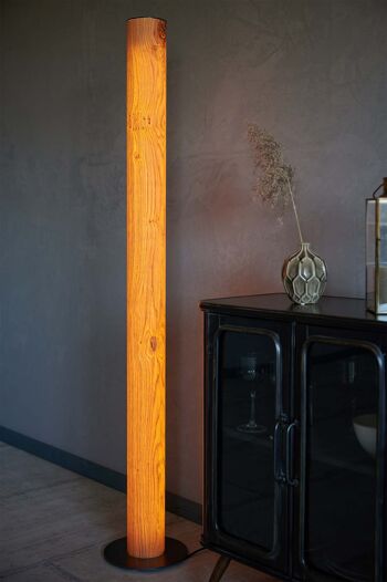 Lampadaire colonne | Placage bois chêne - acier inoxydable 1