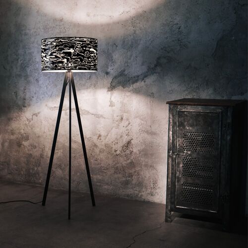Atticus Stehlampe | Holz Furnier Lampe Nero - schwarz