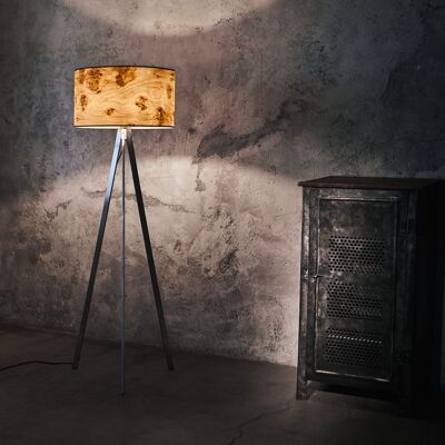 Atticus floor lamp | Wood veneer lamp poplar burl - black