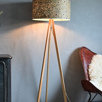 Lampadaire Ligno | Foin parapluie avec prairie alpine - base chêne - prairie alpine