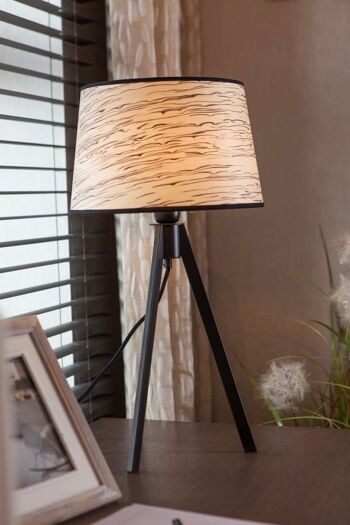 Lampe de table Attique | Lampe en placage de bois de bouleau argenté - socle : acier inoxydable 2