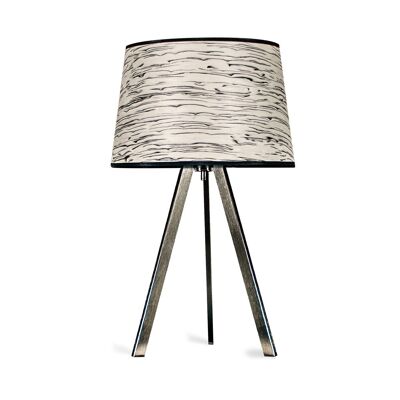 Lampada da tavolo Attica | Lampada in legno impiallacciato betulla argentata - base: acciaio inossidabile