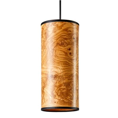 Lámpara colgante Nux | Pantalla fabricada en chapa de madera - veteado fresno oliva - veteado - negro
