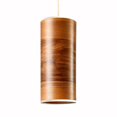 Lámpara colgante Nux | Pantalla fabricada en chapa de madera - Europea Nogal - blanco