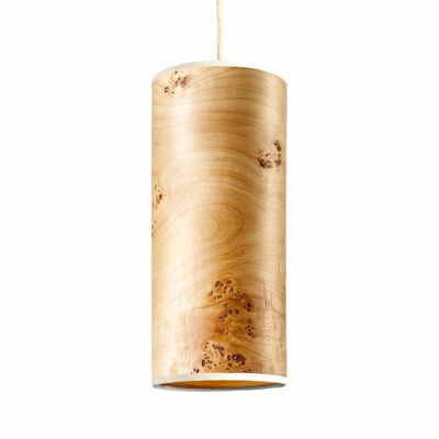 Nux pendant light | Wood veneer shade - poplar grain - white