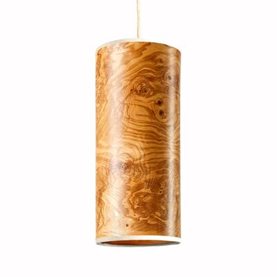 Suspension Nux | Abat-jour placage bois - grain frêne olive - grain blanc