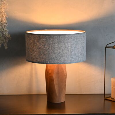 Lampada da comodino Pura | Paralume in feltro grigio - base in noce - feltro grigio